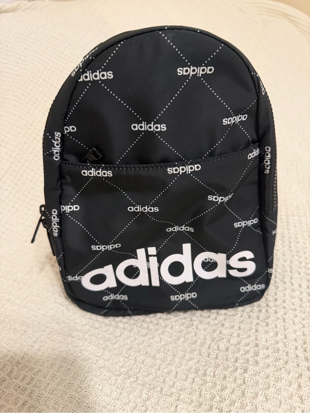 adidas Black Mini Backpack with White Logo Print